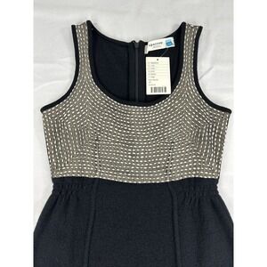 NWT Sparrow XS Black Dot Knit Sheath Dress 100% Merino Wool Zip Knee Length